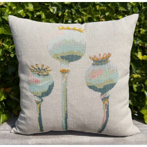 NYHED! Fr�kapsler pude - uldgarn p� h�r - 49x49 cm