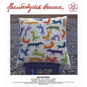 Gravhunde pude - hr 5 sting/cm og Blomstergarn