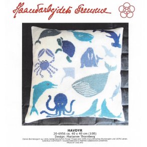 Havdyr pude - hr 5 sting/cm og Blomstergarn