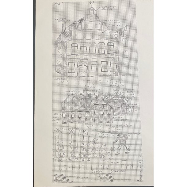 Klokkestreng ca. 148 cm med bermte huse danske huse fra Eva Rosenstand
