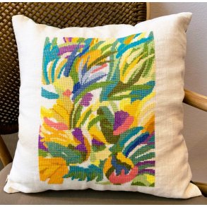 Gul Flora pude - hr 10 trde og blomstergarn