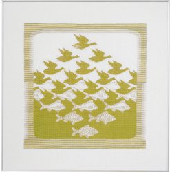 Fugle og Fisk pude - aida/hr og DMC bomuldsgarn