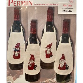 4 flaskeforklder med nisser - aida 5,4 sting/cm og moulinegarn