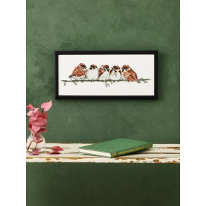 Grspurve billede - aida 6,4 sting/cm og moulinegarn