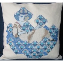 Wiinblad : Bl motiver damer og blomster - hr 5 sting/cm og Blomstergarn