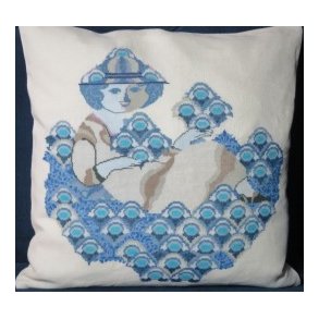 Wiinblad : Bl motiver damer og blomster - hr 5 sting/cm og Blomstergarn