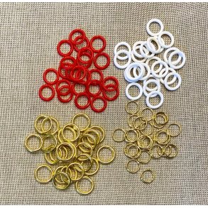 24 stk.  Julekalenderringe 3 farver