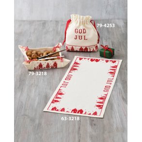 Lber med huse - ecru aida 5,4 sting/cm