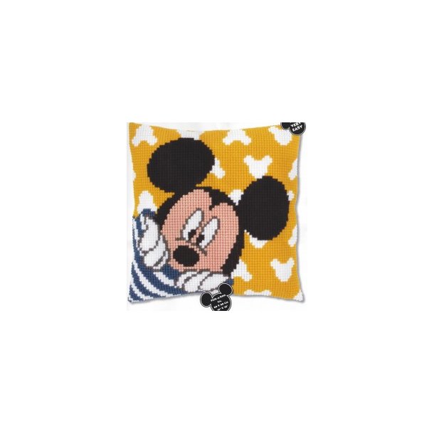 Disney Mickey Mouse pude - fortrykt stramaj 2 sting/cm og akrylgarn