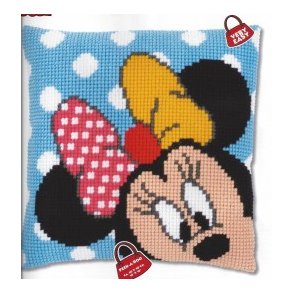 Disney Minnie Mouse pude - fortrykt stramaj 2 sting/cm og akrylgarn