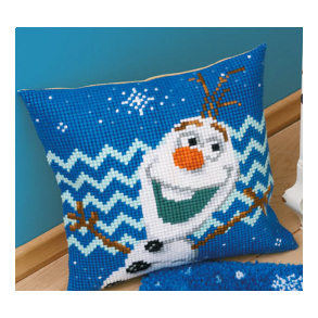 Disney Olaf fra Frost pude - fortrykt stramaj 2 sting/cm og akrylgarn