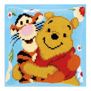 Disney Peter Plys og Tigerdyr pude - fortrykt stramaj 2 sting/cm og akrylgarn