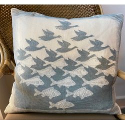 Fugle og Fisk pude - aida/hr og DMC bomuldsgarn