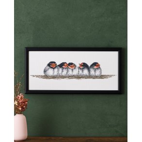 Svaler billede - aida 6,4 sting/cm og moulinegarn